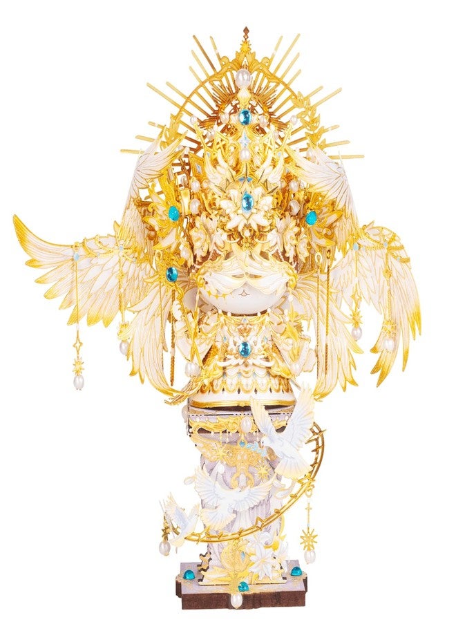 مو أحجية معدنية ثلاثية الأبعاد من MU للكبار، تتضمن مجسم ملاك وقطة صغيرة مع دعامتين، طقم نموذج ملاك حارس معدني، مجموعة تجميع يدوية، هدية مثالية لأعياد الميلاد ورأس السنة، ديكور منزلي/مكتبي/كنيسة - Image 1